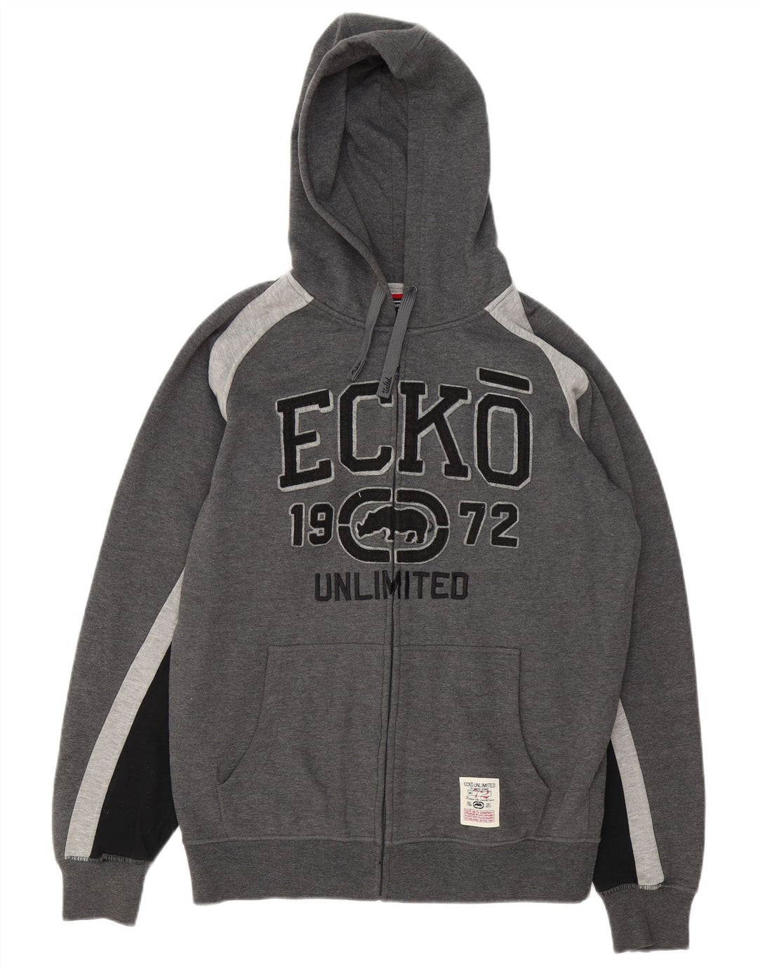 Ecko Unltd Pull à capuche zippé graphique pour homme en polyester gris moyen