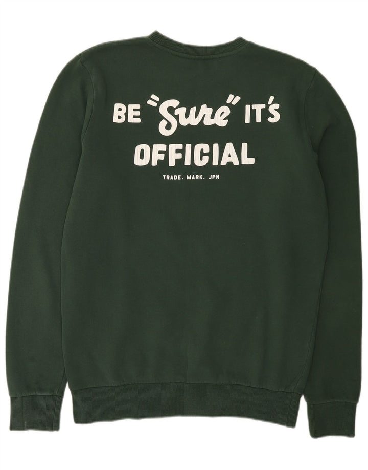 Superdry Homme Graphic Sweatshirt Jumper Large Vert Coton