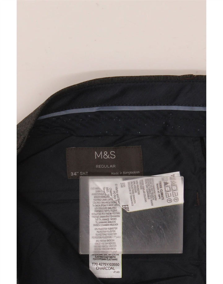 Marks & Spencer Pantalon Chino Coupe Regular Homme W34 L29 Gris Polyester
