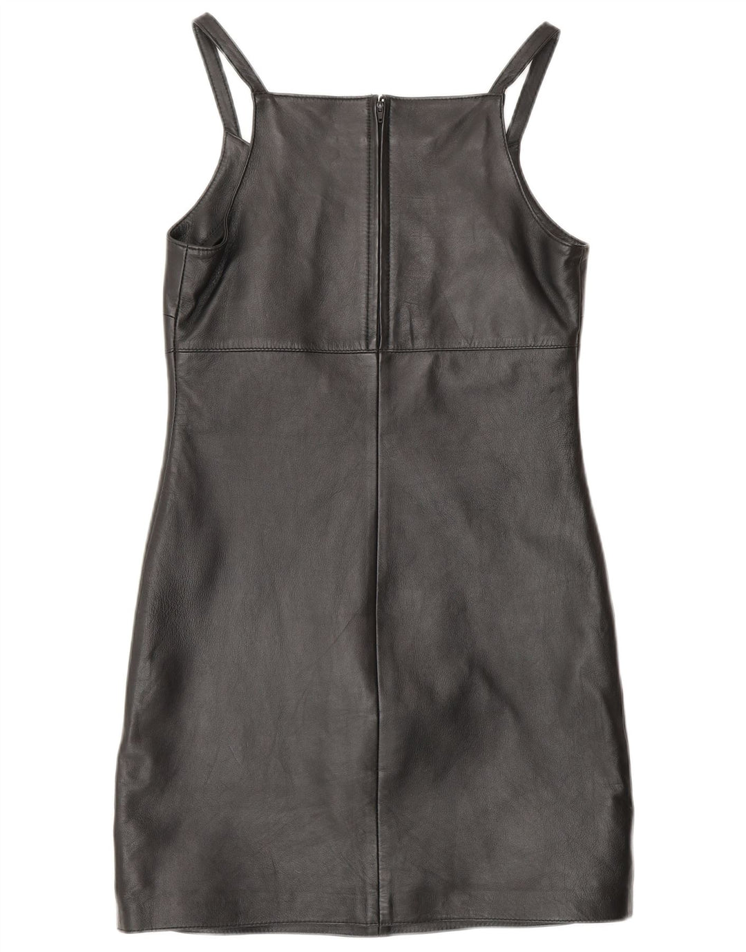 MADDOX Robe fourreau en cuir sans manches pour femme UK 10 Petit cuir noir