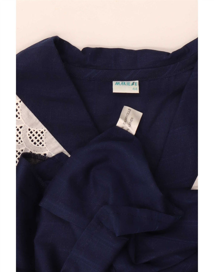 Chemisier chemise femme vintage IT 44 moyen bleu marine rayé