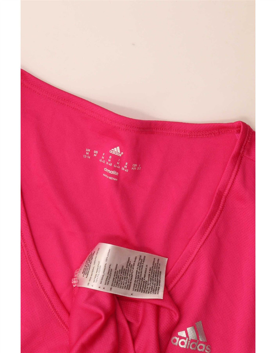 Adidas Climalite T-Shirt Top UK 12/14 Rose Moyen Polyester