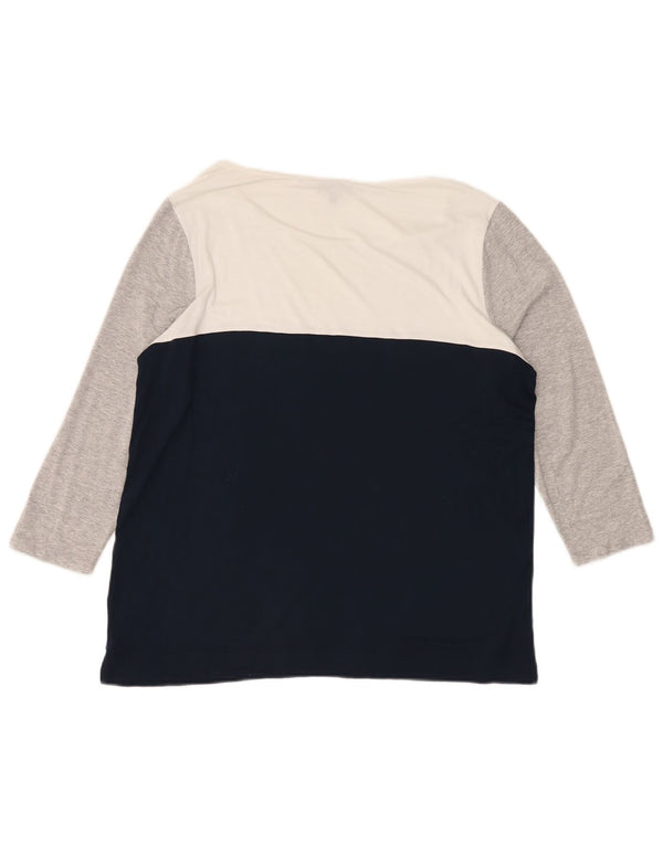 Jaeger Haut Femme Manches 3/4 UK 16 Large Multicolore Colourblock Viscose