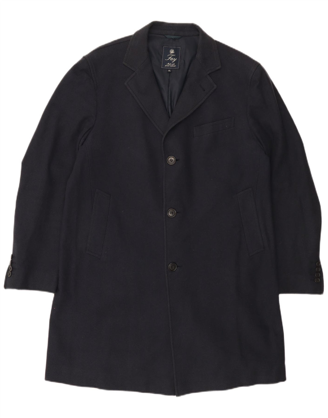 FAY Manteau Femme UK 18 XL Bleu Marine à Chevrons Coton