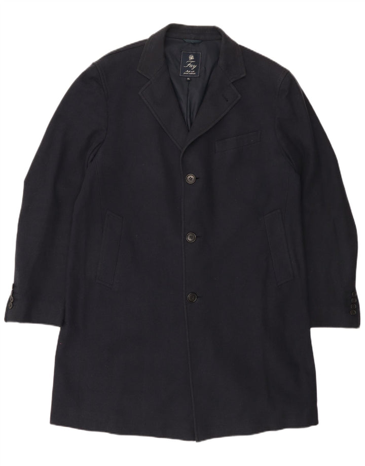 FAY Manteau Femme UK 18 XL Bleu Marine à Chevrons Coton