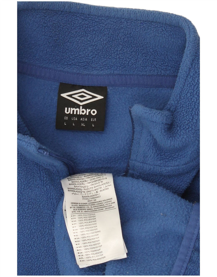 Umbro Pull polaire graphique à col zippé pour homme, grand bleu, polyester