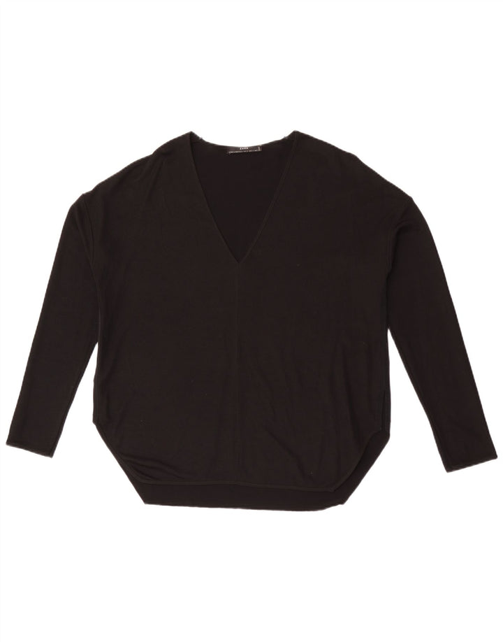 Zara Haut surdimensionné à manches longues pour femme UK 10 Small Noir
