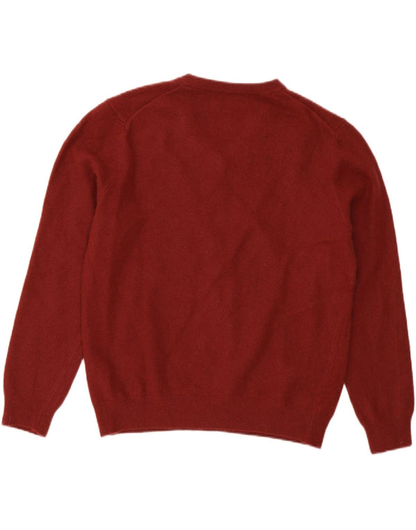 Benetton Pull Col V Fille 13-14 Ans Grande Laine Vierge Bordeaux