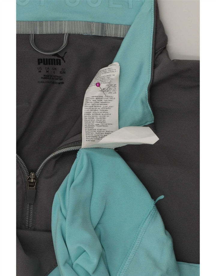 Puma Haut de survêtement zippé à col zippé pour homme Large Gris Colorblock Polyester