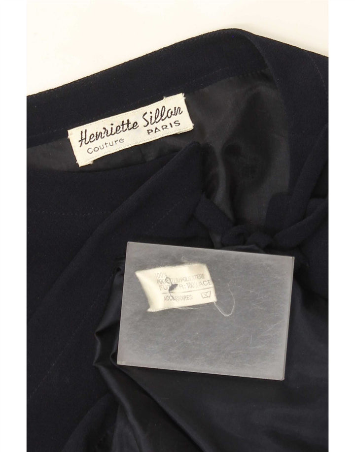 vintage Femmes Ouvert Boléro Veste UK 18 XL Bleu Marine Polyester