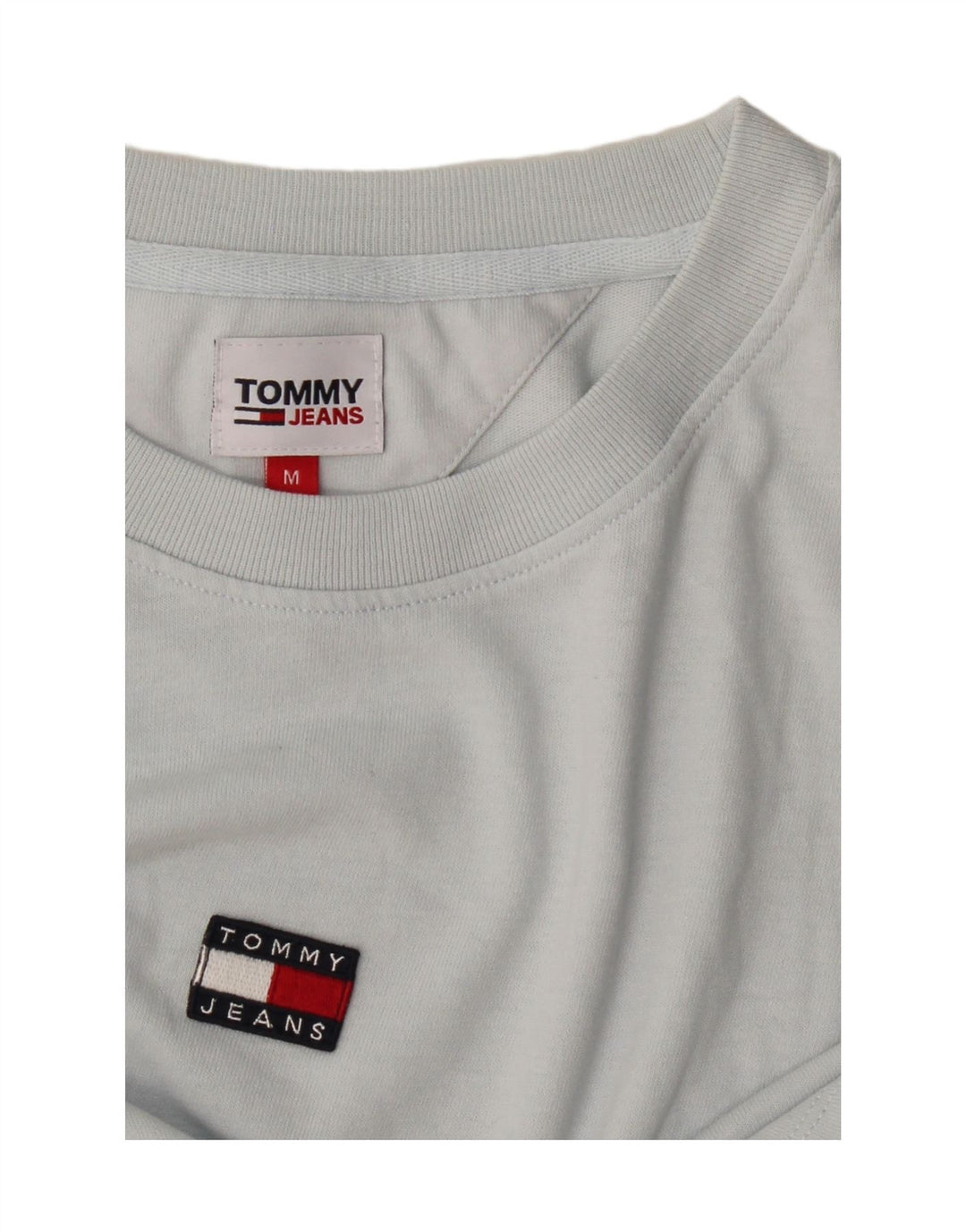 TOMMY HILFIGER Womens Crop T-Shirt Top UK 14 Medium Blue