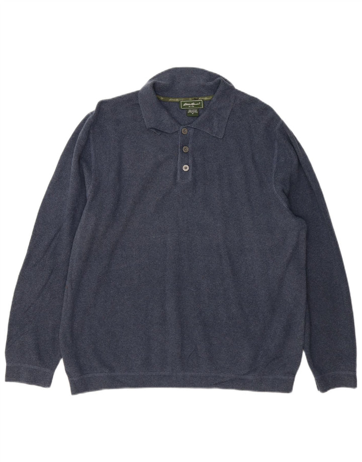 EDDIE BAUER Pull Col Polo Homme Bleu Marine Moyen Coton