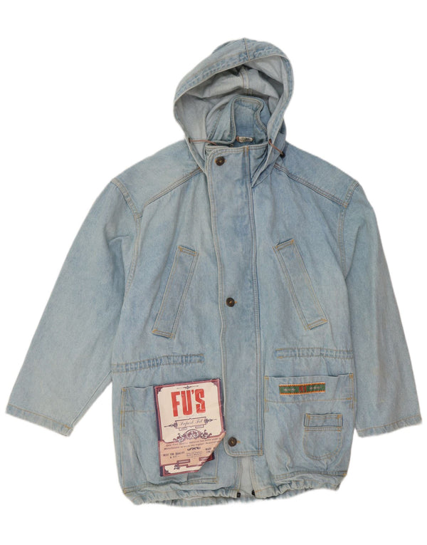 Vintage Mens Hooded Loose Fit Denim Jacket UK 38 Medium Blue Cotton