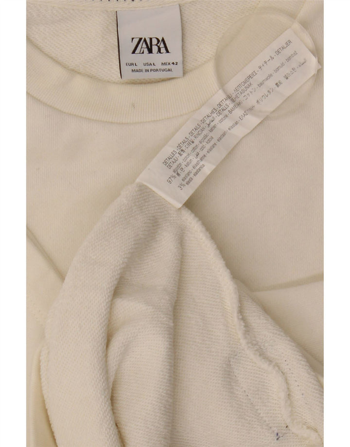 Zara Mens Graphic Short Sleeve Sweatshirt Jumper Grand Coton Blanc
