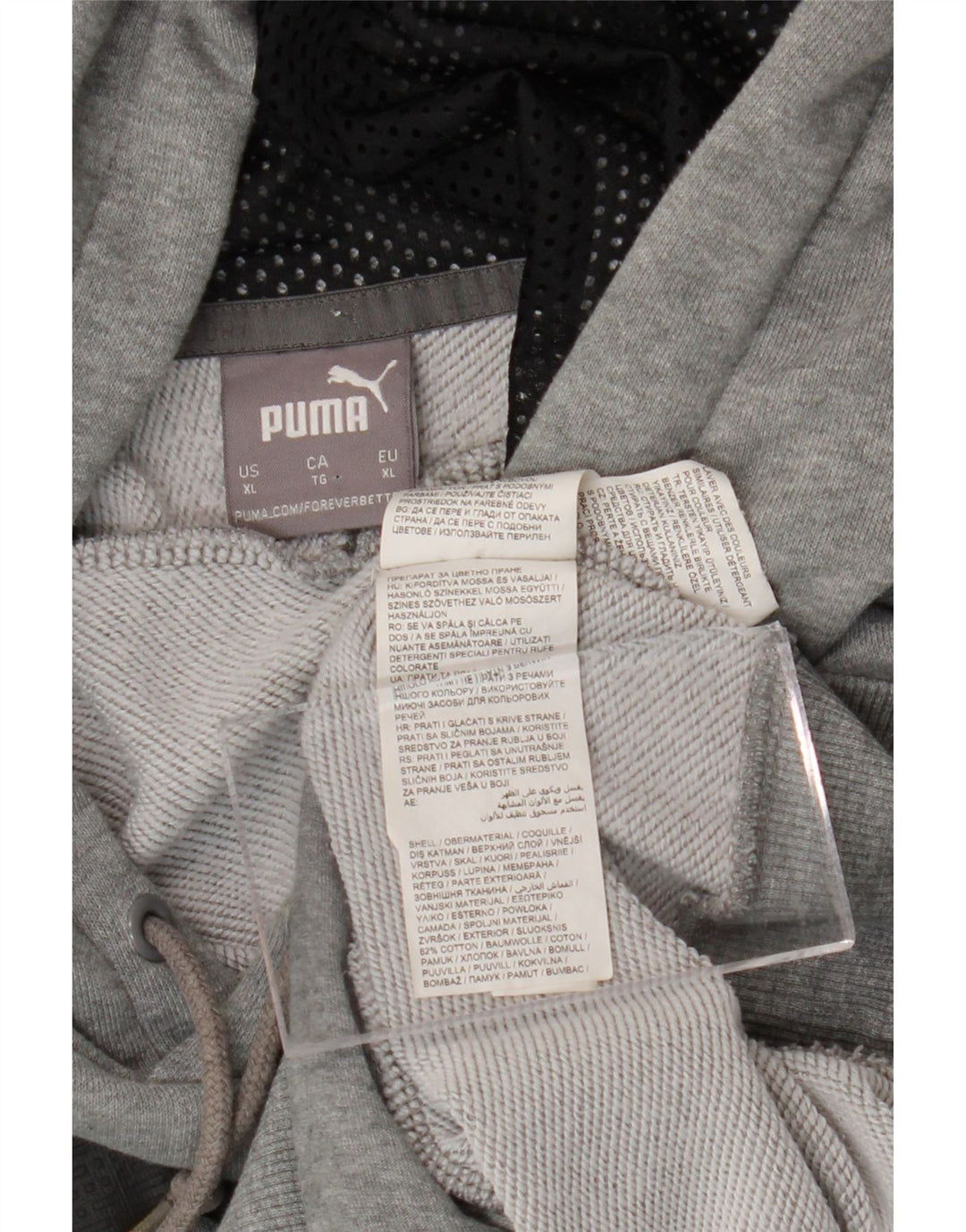 PUMA Pull à capuche graphique pour homme XL en coton moucheté gris