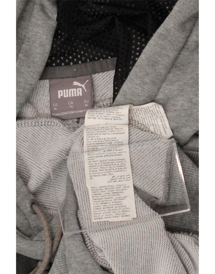 PUMA Pull à capuche graphique pour homme XL en coton moucheté gris