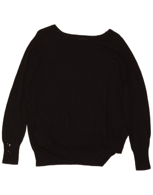 ZARA Femme Pull Col Bateau UK 14 Large Noir Synthétique