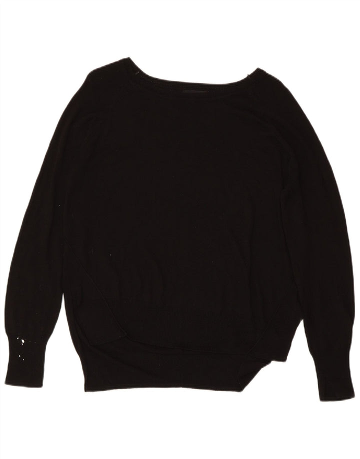 ZARA Femme Pull Col Bateau UK 14 Large Noir Synthétique