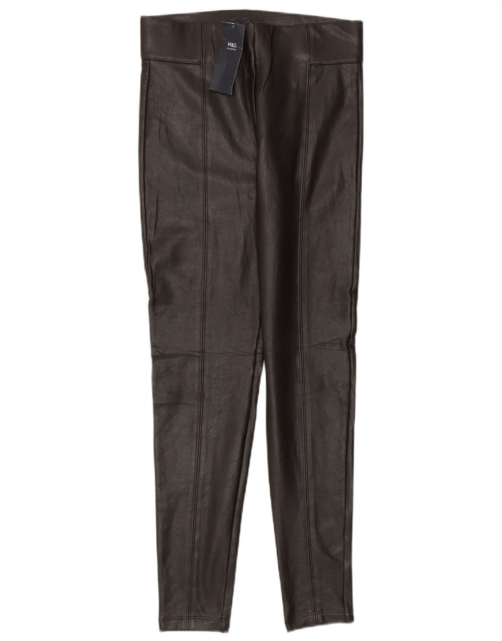 Marks & Spencer Leggings en simili cuir pour femme UK 8 Small Marron Polyester