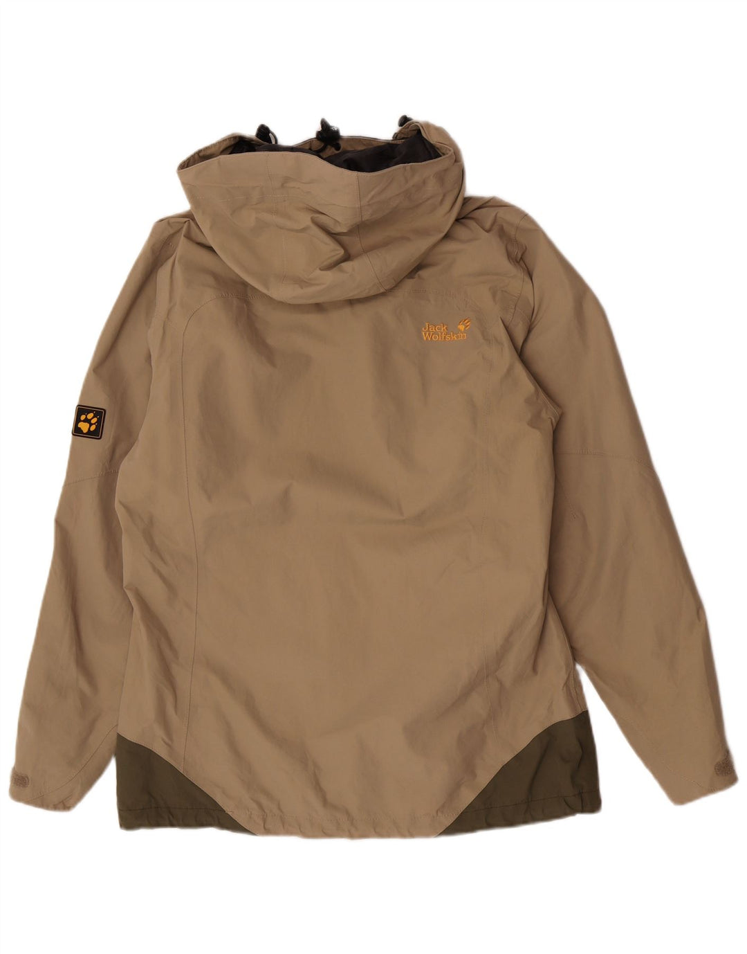 Jack Wolfskin Veste de pluie à capuche pour femme UK 12/14 Beige moyen Colourblock