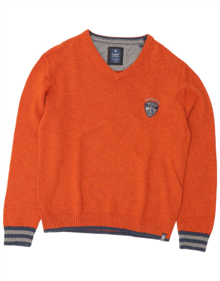 Bugatti Pull Col V Homme XL Orange Laine d'Agneau