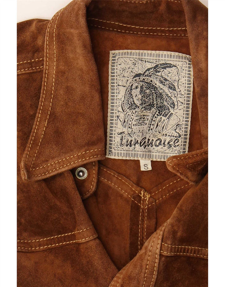 vintage Mens Daim Gilet UK 36 Petit Brun