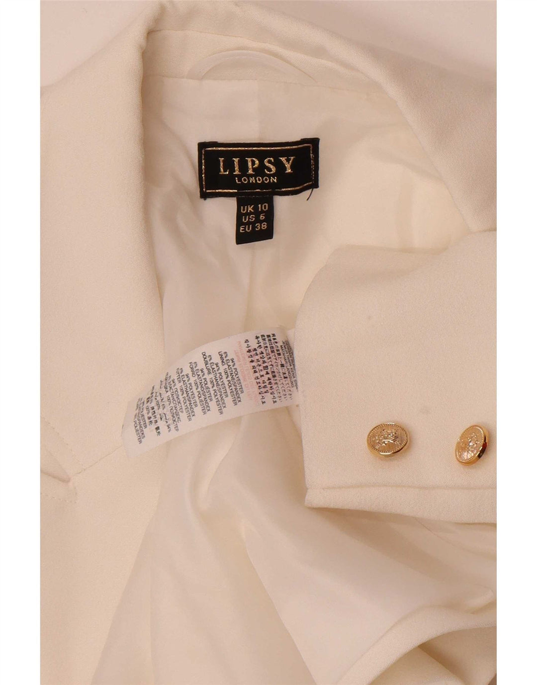 Lipsy Veste blazer ouverte pour femme UK 10 Small Blanc Polyester