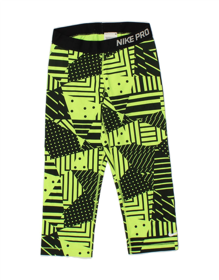 NIKE Womens Capri Leggings UK 12 Medium Green Geometric Polyester Vintage Nike and Second-Hand Nike from Messina Hembry 
