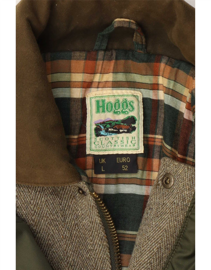 Hoggs Veste utilitaire pour homme UK 40 Large Gris Chevron Laine Classique