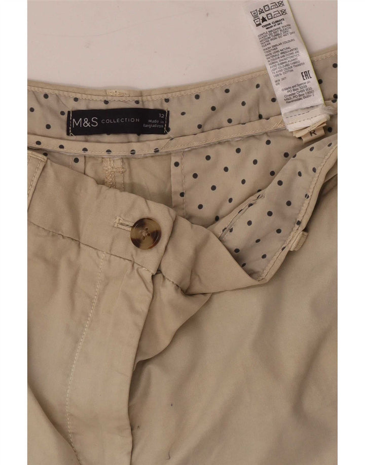 Marks & Spencer Short Chino Femme UK 12 Moyen W32 Coton Beige