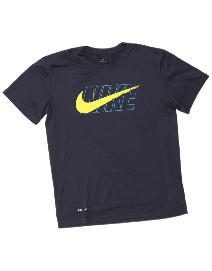 Nike Homme Dri Fit Graphic T-Shirt Haut Bleu Marine Moyen Polyester