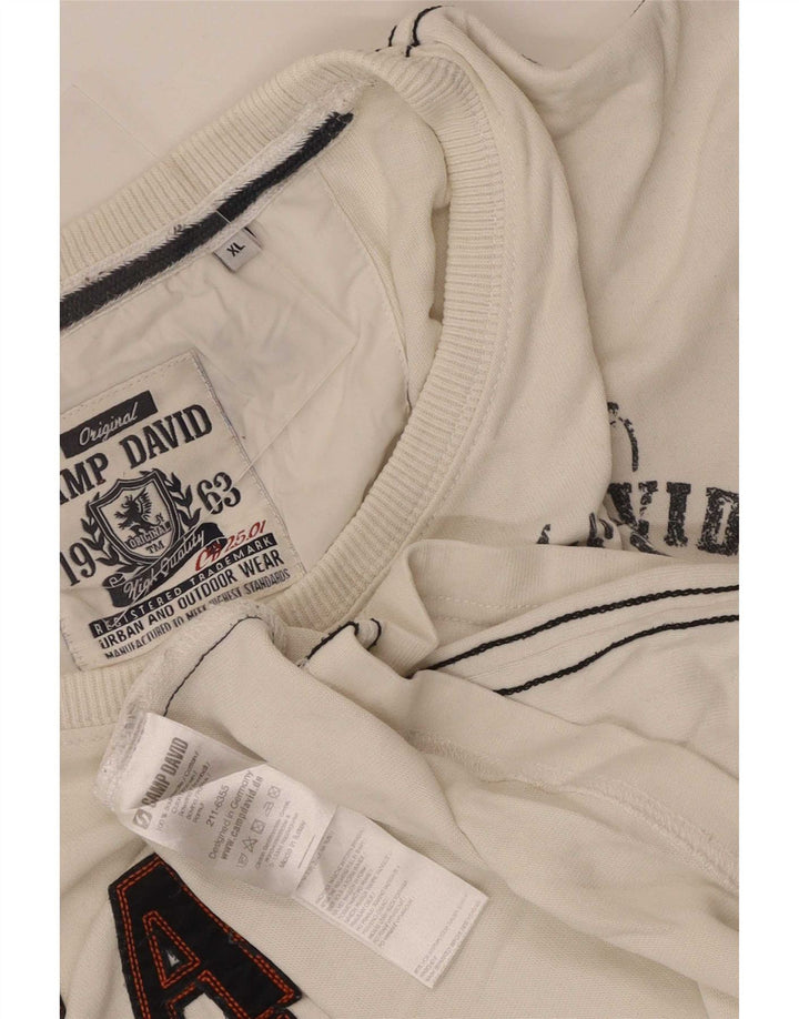 Camp David Haut Graphique Homme Manches Longues XL Coton Blanc