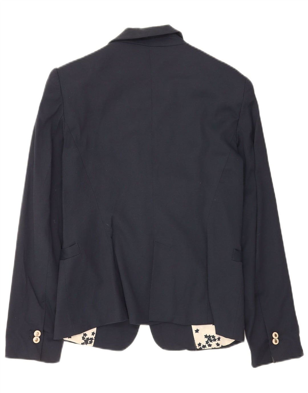 Zara Veste Blazer 1 Bouton Femme UK 12 Bleu Marine Moyen Coton