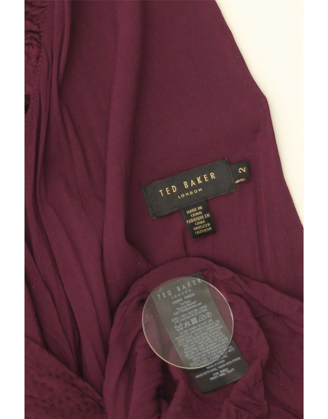 Ted Baker Robe Maxi Femme Taille 2 Petite Viscose Bordeaux