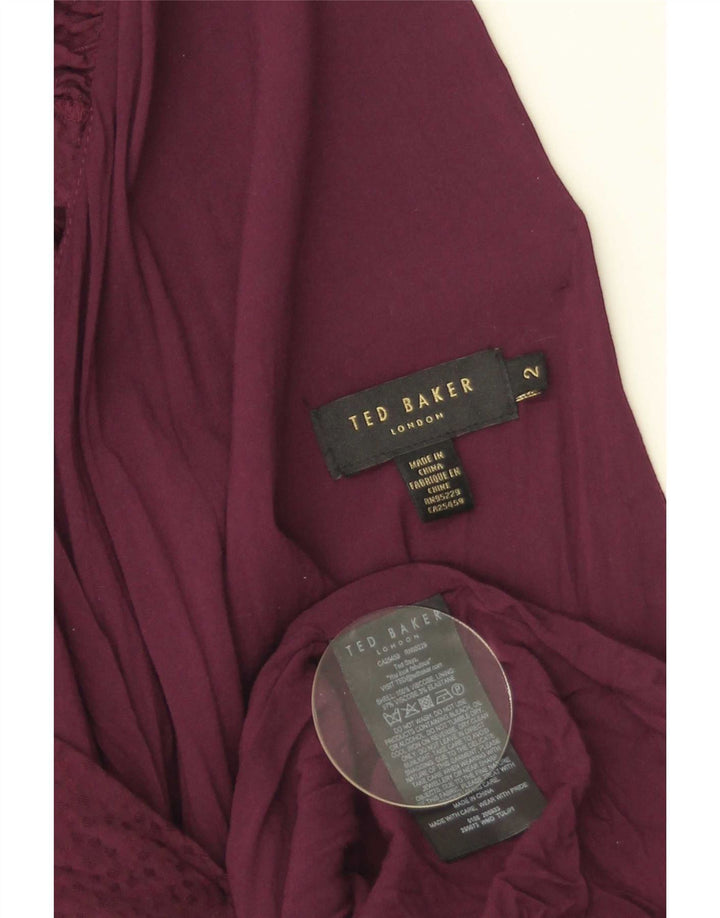 Ted Baker Robe Maxi Femme Taille 2 Petite Viscose Bordeaux