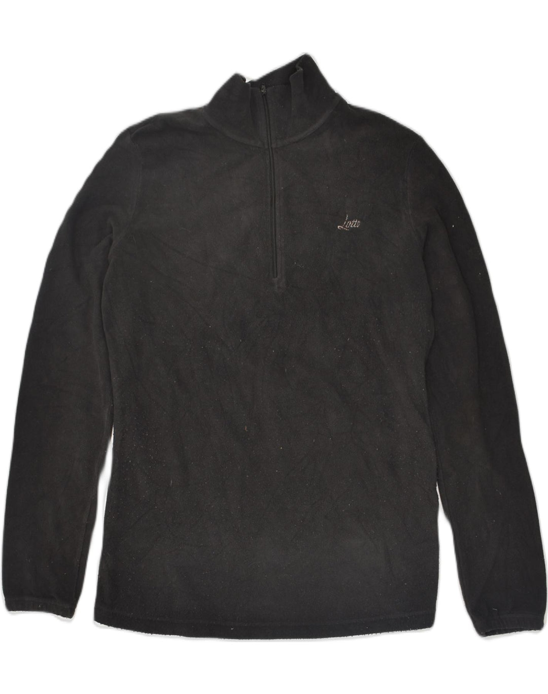 LOTTO Womens Zip Neck Fleece Jumper UK 14 Medium Black | Vintage Lotto | Thrift | Second-Hand Lotto | Used Clothing | Messina Hembry 