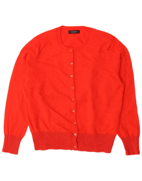 Marks & Spencer Pull cardigan autographe pour femme UK 14 cachemire rouge moyen