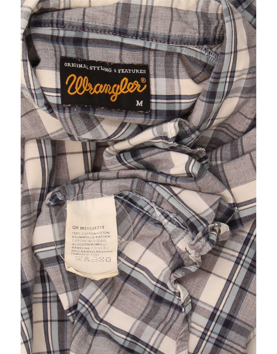 Wrangler Chemise Homme Bleu Moyen Carreaux Coton