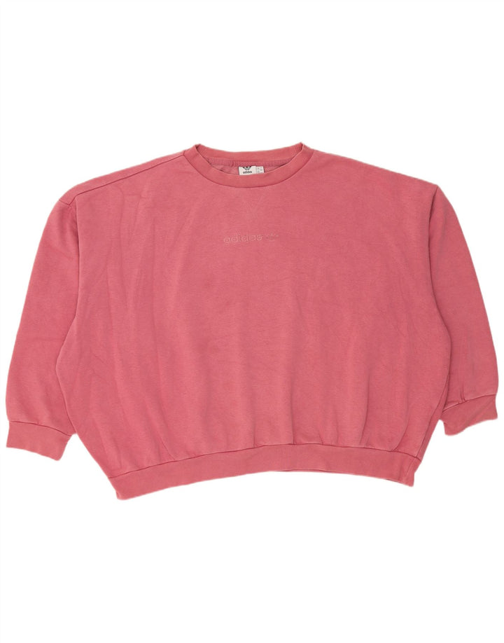 ADIDAS Sweat-shirt surdimensionné pour femme UK 12 Coton rose moyen