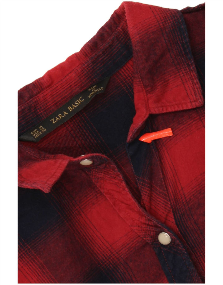 Zara Chemise militaire en flanelle pour femme UK 12 à carreaux rouges moyens