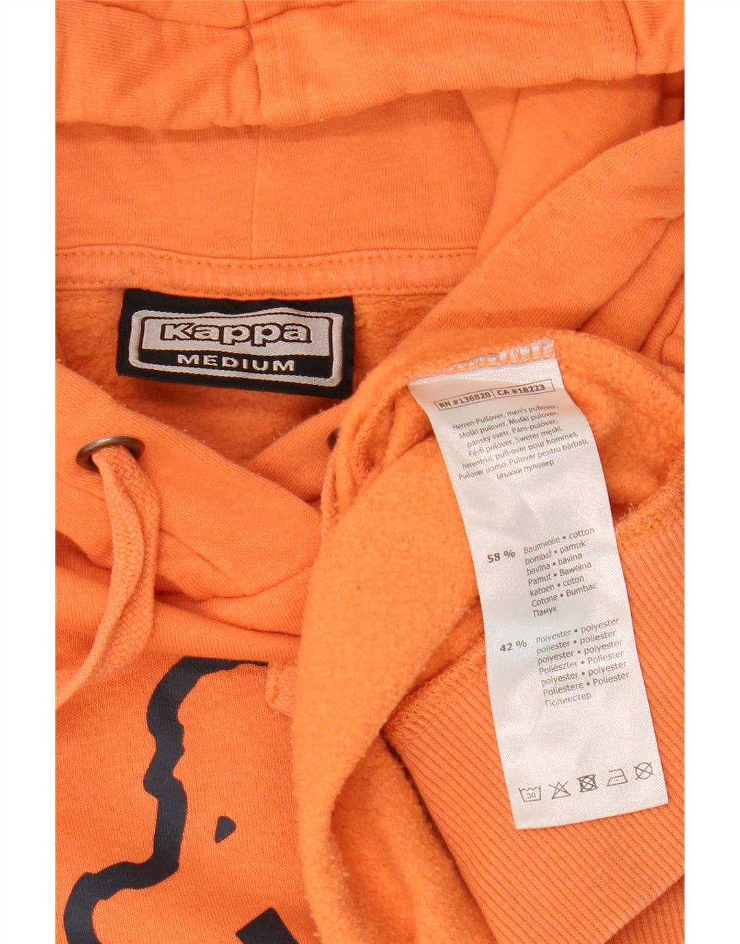 Kappa Pull à Capuche Graphique Homme Orange Moyen Coton