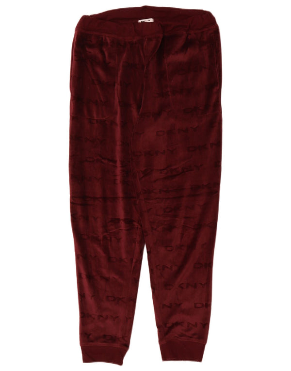 DKNY Pantalon de survêtement graphique pour femme UK 10 Small Bordeaux