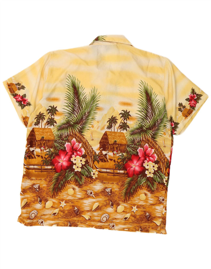 Pacific & Co Chemise hawaïenne à manches courtes pour homme en polyester floral jaune