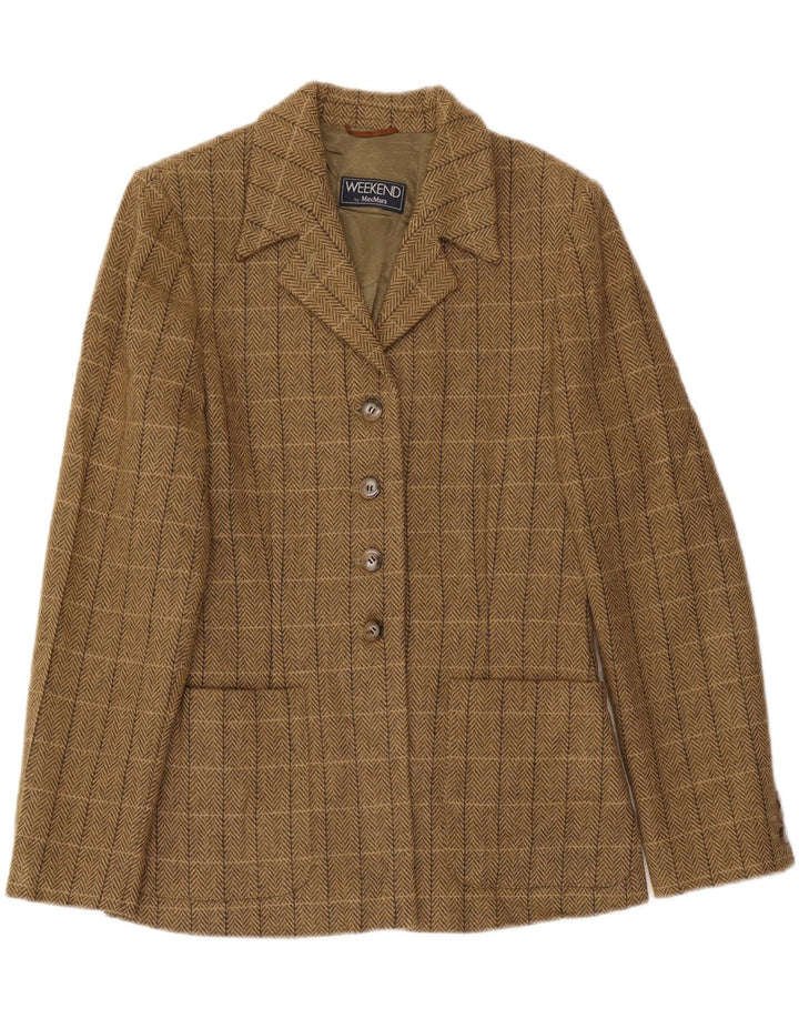 Max Mara Veste blazer week-end pour femme UK 16 Grand marron à carreaux classique