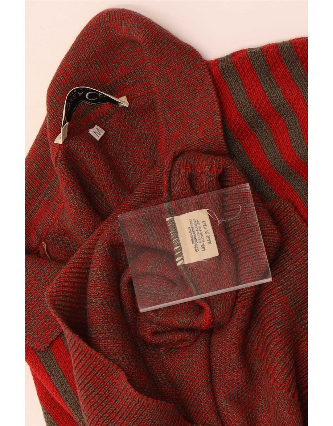 Andrea Celli Pull Col Polo Homme Rouge Moyen Rayé Coton