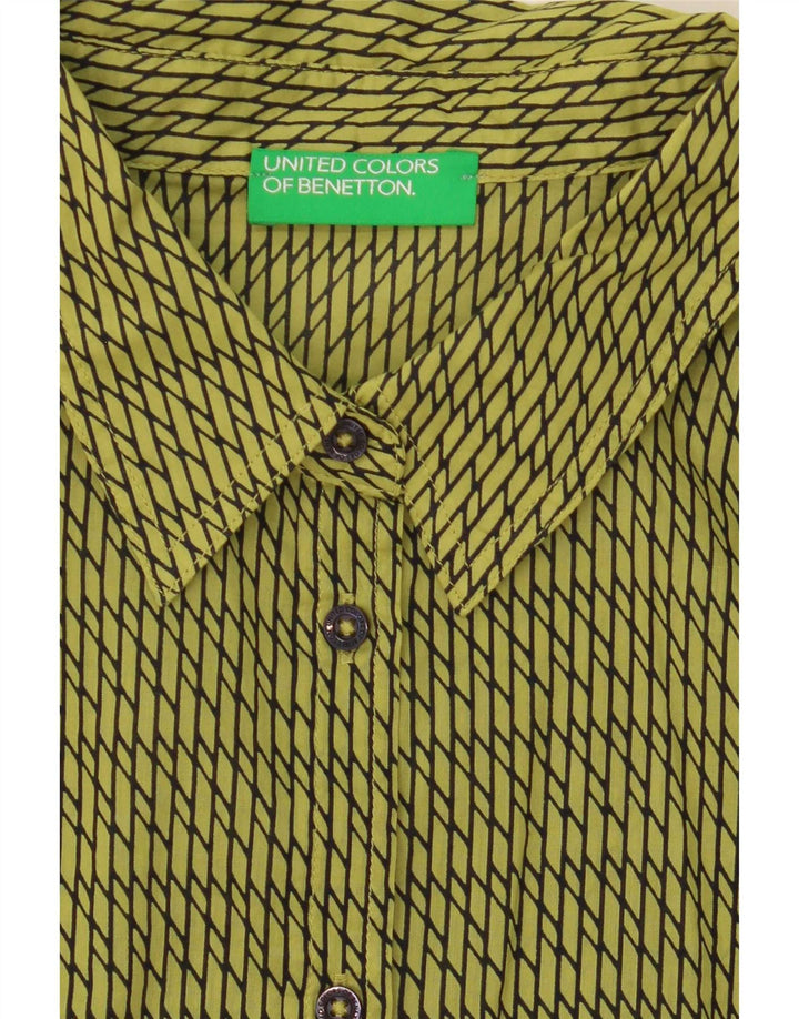Benetton Chemise Femme UK 16 Large Vert Géométrique