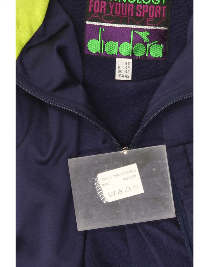 DIADORA Veste de survêtement pour homme UK 42 Large Bleu marine Colourblock