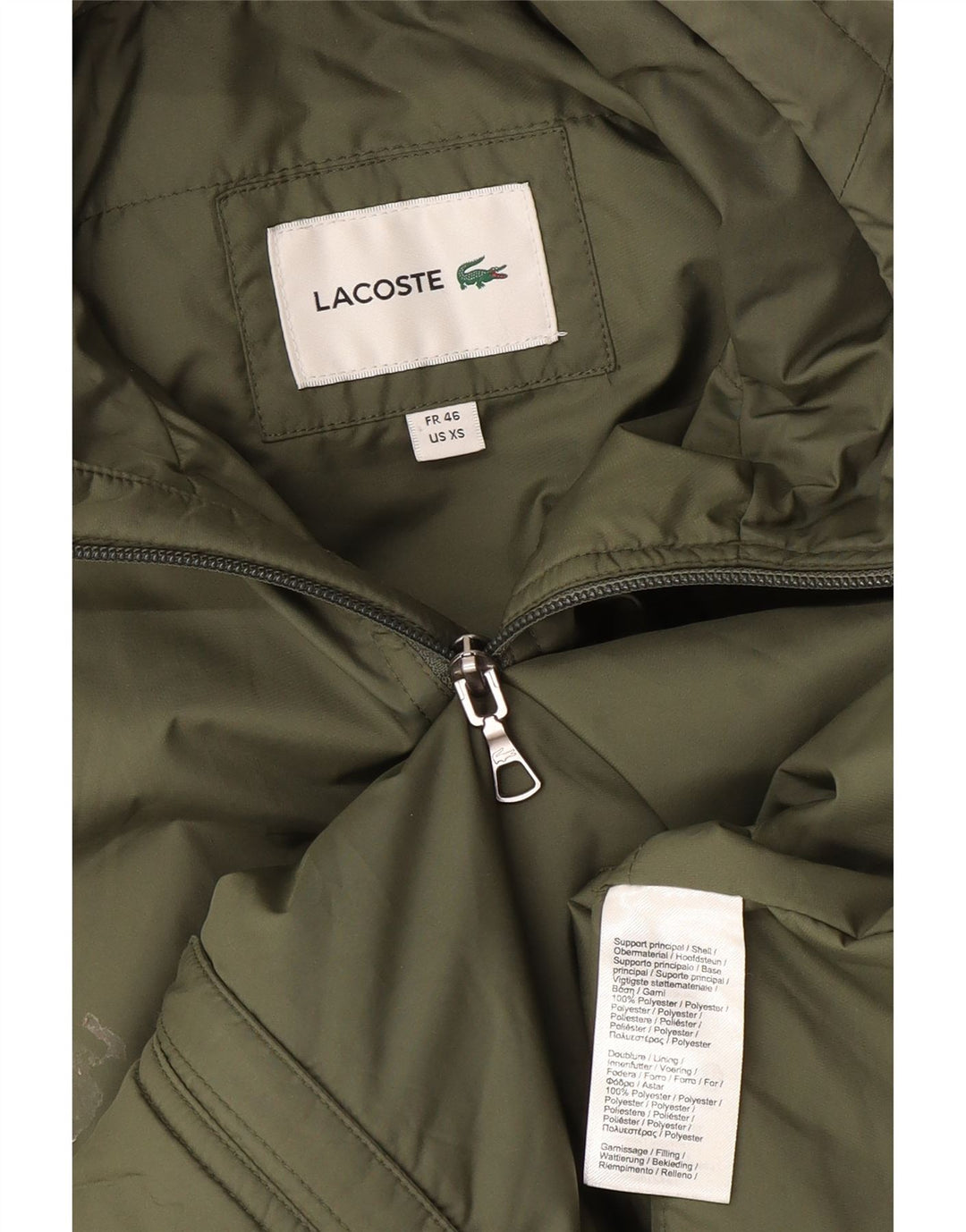 Lacoste Homme Gilet à capuche Taille 46 XS Vert Polyester