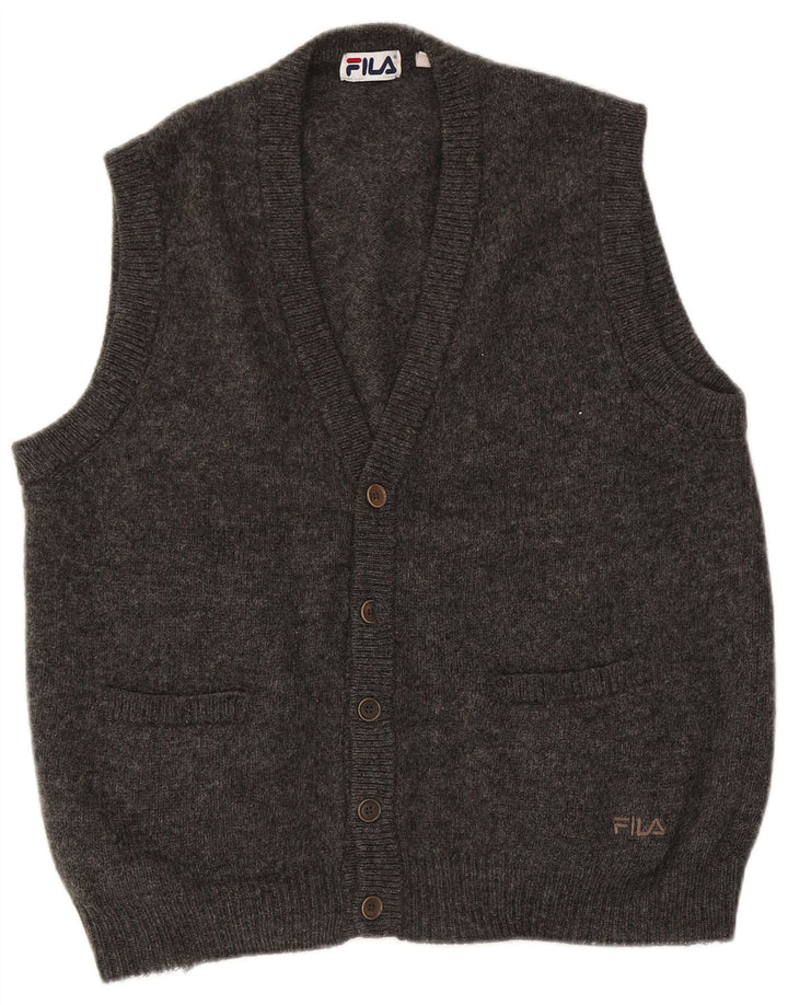 Fila Pull Cardigan Sans Manches Homme Gris Moyen Laine
