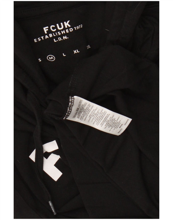 Fcuk Haut graphique à capuche à manches longues pour homme en coton noir moyen